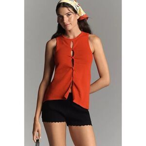 Anthropologie Red Twist Front Cutout Knit Tank Top
